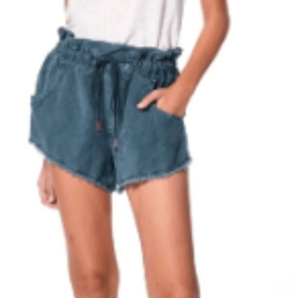 Young Fabulous and Broke ​Izzy Raw Edge Linen Blend Shorts M - Picture 6 of 7